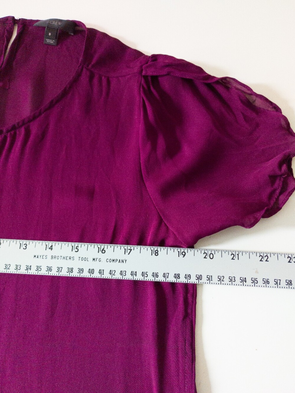 J. Crew Silk Petal Sleeve Top Size 8 Magenta Plum Berry Blouse - Picture 6 of 8
